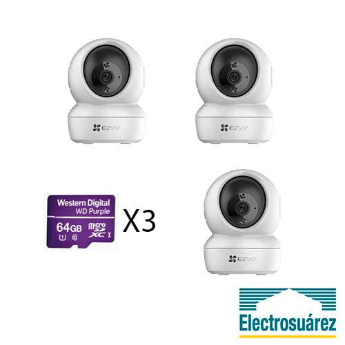 Kit de 3 Cámaras de Seguridad Wifi Robóticas Para Interior