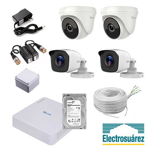 Kit de 4 Cámaras de Seguridad Hilook, 2 interior y 2 exterior