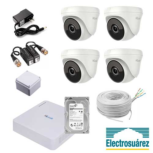 Kit de 4 Cámaras de Seguridad Hilook 1080p para interior
